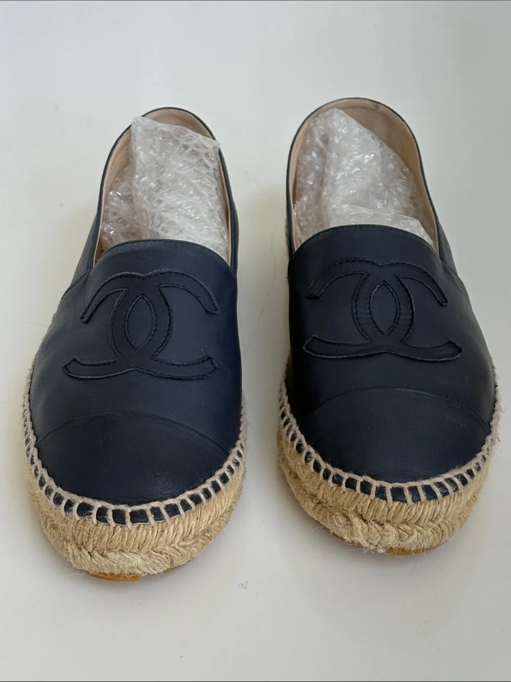 CHANEL Lambskin CC Espadrille Flats